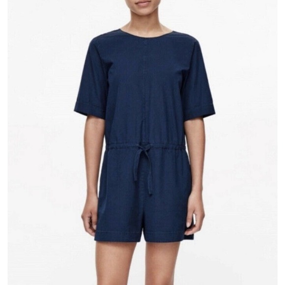 COS Pants - COS  4 Short Sleeve Romper Playsuit Navy Blue